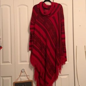 Cowl neck mock poncho dress